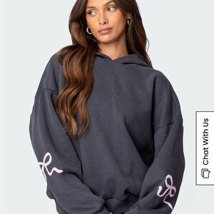Edikted Bonney Bow Detail Hoodie size large